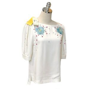 MARNI $1495 Sequin Embroidered Stretch Viscose Cady Blouse IT 40 US 4 Floral NWT